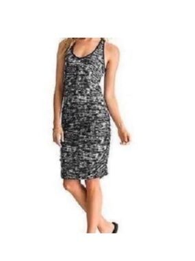 Athleta Black & White Space-Dye Racerback Knit Dress